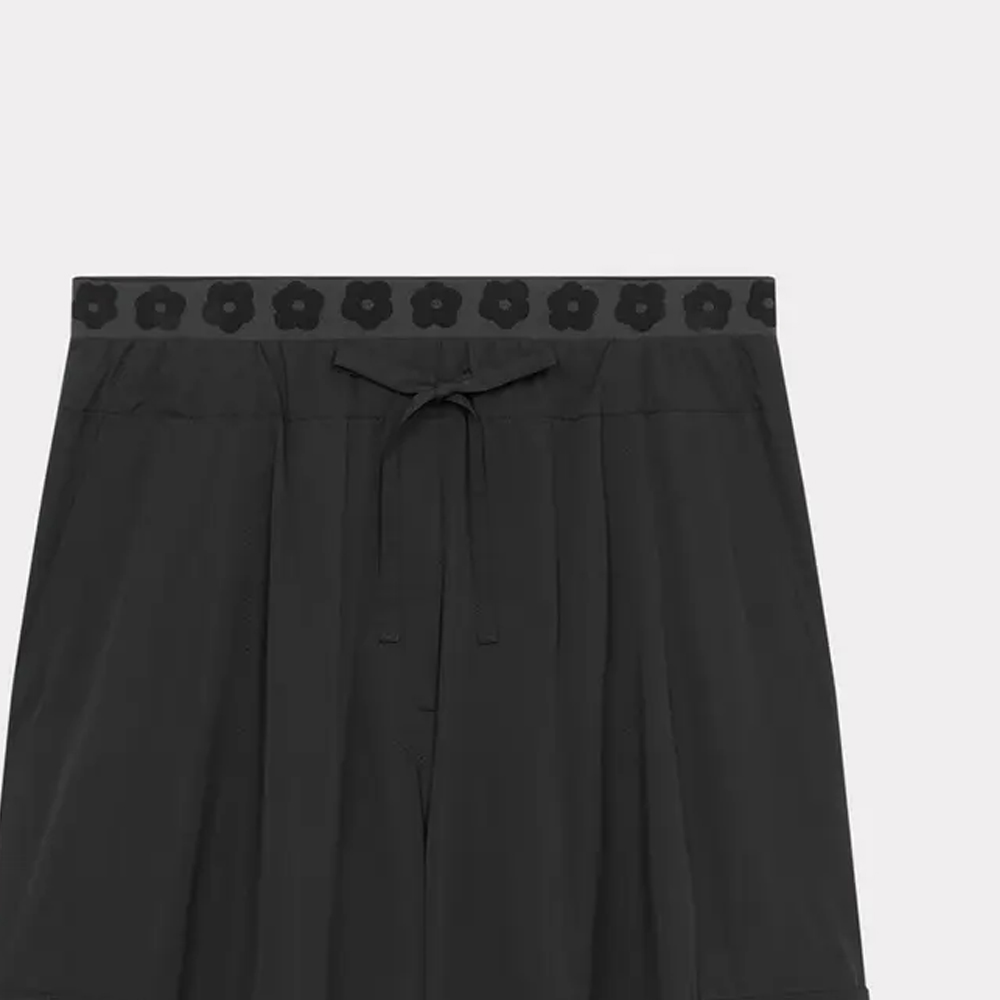 Cheap (Women) KENZO SS24  Black Elastic Straight Leg Pants with Sakura Pattern. FE52PA0879FI-99