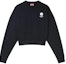 Buy (Women) KENZO SS24 Black Floral Embroidered Cropped Crewneck Sweatshirt FE62SW1664MI-99J