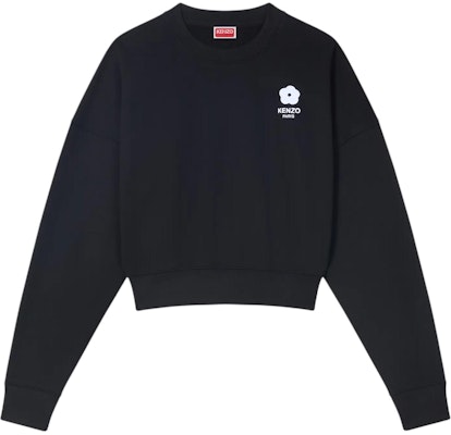 (Women) KENZO SS24 Black Floral Embroidered Cropped Crewneck Sweatshirt FE62SW1664MI-99J Order (Women) KENZO SS24 Black Floral Embroidered Cropped Crewneck Sweatshirt FE62SW1664MI-99J