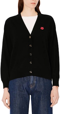 (W) KENZO 2024春夏 黑色花卉刺绣V领开衫毛衣。 FE62CA4753LB-99J Purchase (W) KENZO 2024春夏 黑色花卉刺绣V领开衫毛衣。 FE62CA4753LB-99J