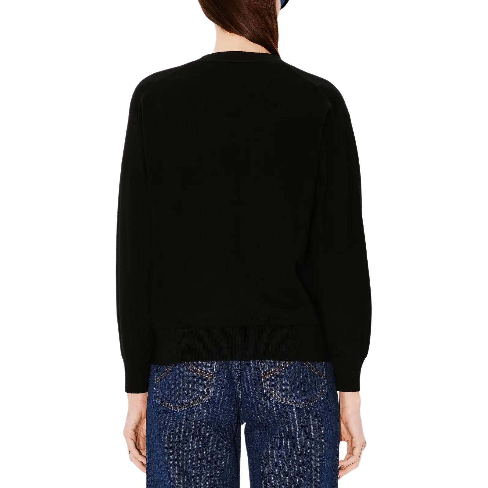 Details for (W) KENZO 2024春夏 黑色花卉刺绣V领开衫毛衣。 FE62CA4753LB-99J