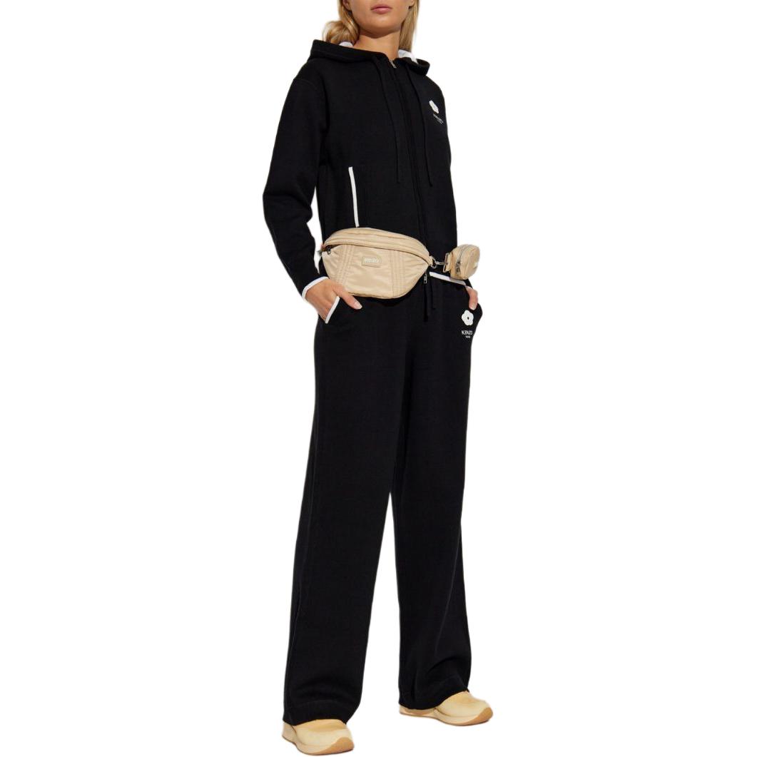 Purchase (Women) KENZO SS24  Black Knit Joggers with Logo Print. FE62PA4523LF-99J