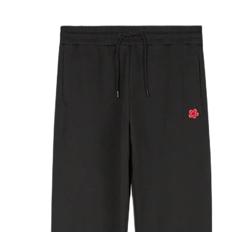 Shop (W) KENZO SS24 Seluar Hitam Knit dengan Sulaman Logo Bunga. FE62PA7344MF-99J