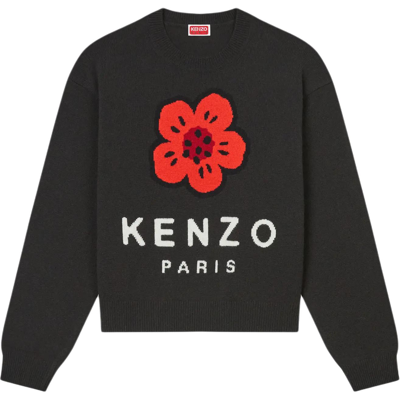 (Women) KENZO SS24  Black Letter Logo Pattern Crewneck Sweater Long Sleeve. FE62PU4903LD-99J