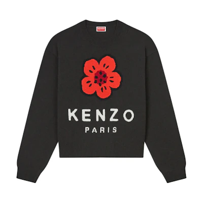 (Women) KENZO SS24 Black Letter Logo Pattern Crewneck Sweater Long Sleeve. FE62PU4903LD-99J