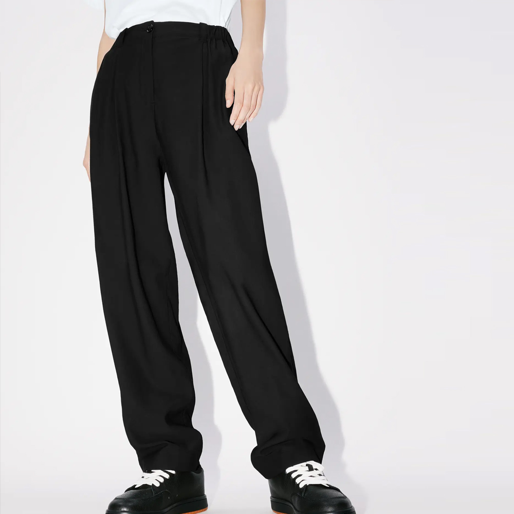 Details for (Women) KENZO SS24  Black Solid Color Mid-Rise Straight-Leg Casual Pants FE52PA0779FD-99