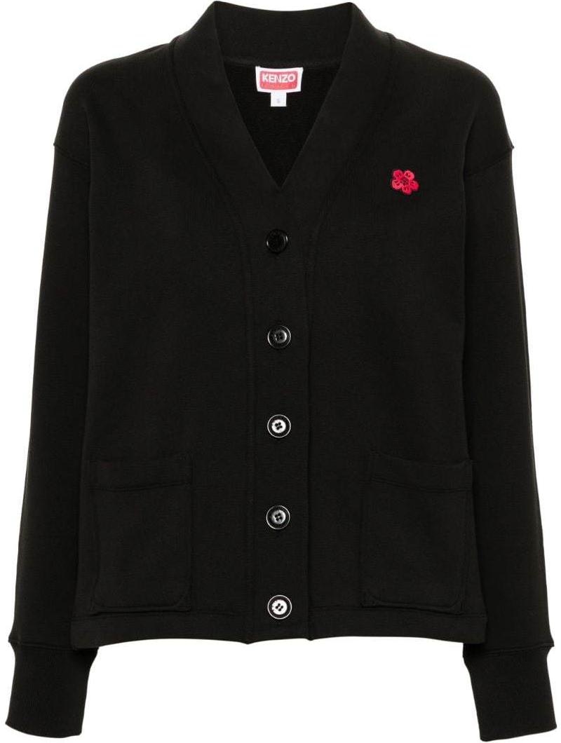 women-kenzo-ss-24-black-v-neck-button-up-loose-knit-cardigan-with-logo-design-fe-62-sw-1644-mt-99-j