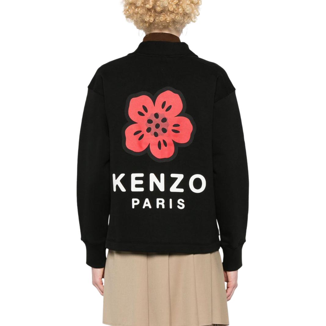 Shop (W) KENZO SS24 黑色V领标志设计纽扣宽松针织开衫 FE62SW1644MT-99J