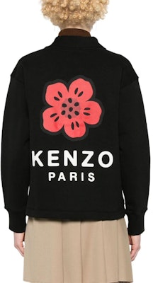 (Women) KENZO SS24 Black V-Neck Button-Up Loose Knit Cardigan with Logo Design FE62SW1644MT-99J Shop (Women) KENZO SS24 Black V-Neck Button-Up Loose Knit Cardigan with Logo Design FE62SW1644MT-99J