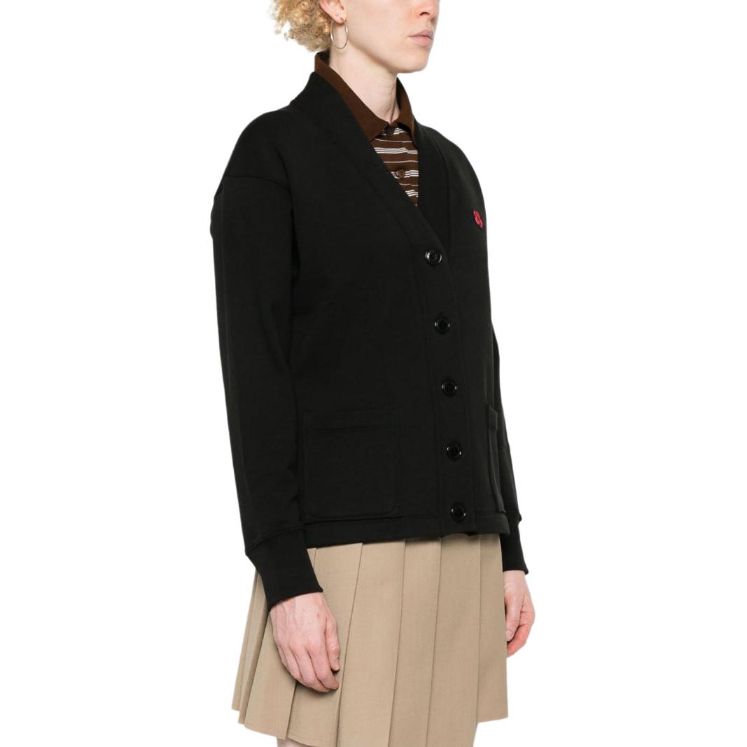 Purchase (W) KENZO SS24 黑色V领标志设计纽扣宽松针织开衫 FE62SW1644MT-99J