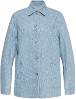 (Women) KENZO SS24 Blue Denim Jacket with Logo Print and Colorblock Design. FE52DV2436K4-DT (Women) KENZO SS24 Blue Denim Jacket with Logo Print and Colorblock Design. FE52DV2436K4-DT