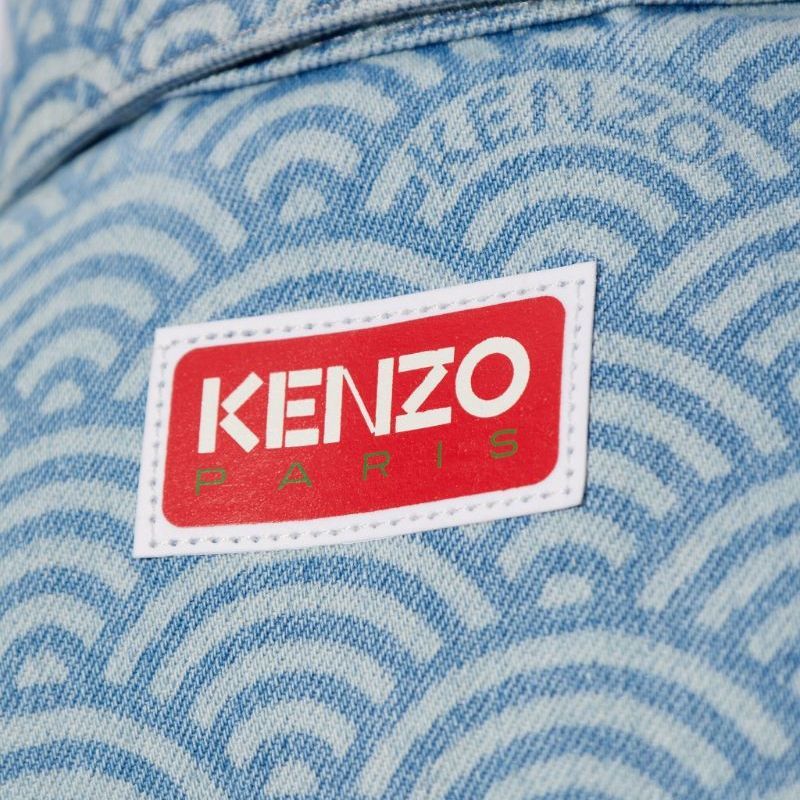 Details for (W) KENZO SS24 Jaket Denim Biru dengan Cetakan Logo dan Rekaan Colorblock. FE52DV2436K4-DT