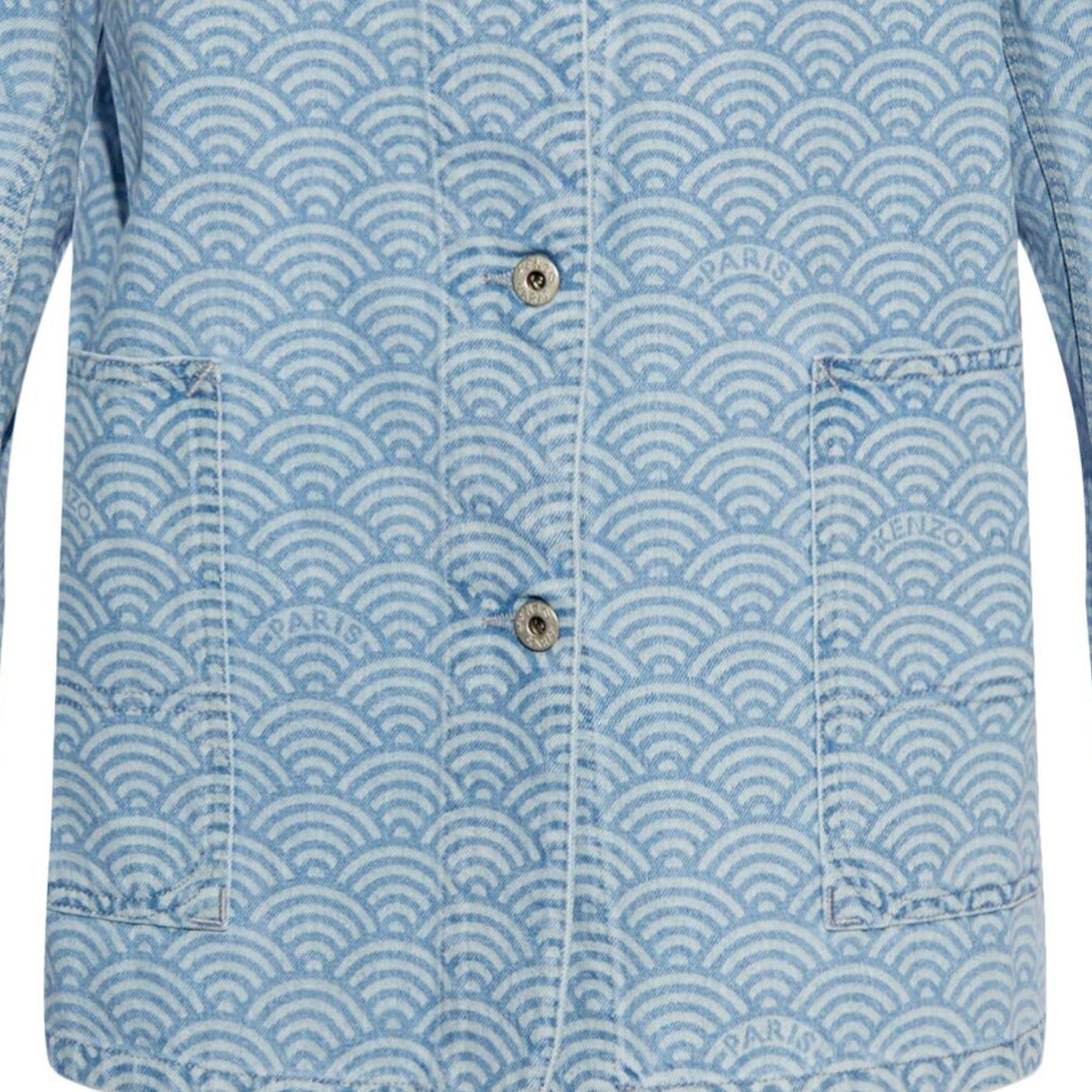 Cheap (W) KENZO SS24 Jaket Denim Biru dengan Cetakan Logo dan Rekaan Colorblock. FE52DV2436K4-DT