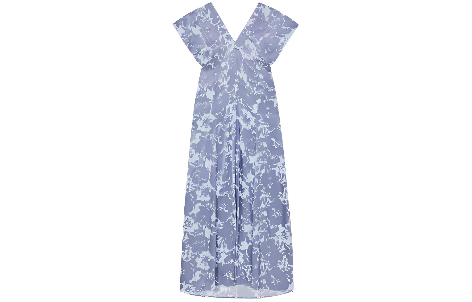 (Women) KENZO SS24  Blue Floral Print V-Neck Sleeveless Maxi Dress FE52RO2749JE-67