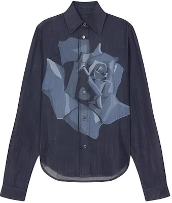 (Women) KENZO SS24 Denim Rose Print Long Sleeve Shirt Washed Blue FE52DC2426E7-DM Buy (Women) KENZO SS24 Denim Rose Print Long Sleeve Shirt Washed Blue FE52DC2426E7-DM