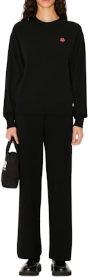 (W) KENZO SS24 Sweater Hitam Bordir Bunga Crewneck FE62PU4893LB-99J Shop (W) KENZO SS24 Sweater Hitam Bordir Bunga Crewneck FE62PU4893LB-99J