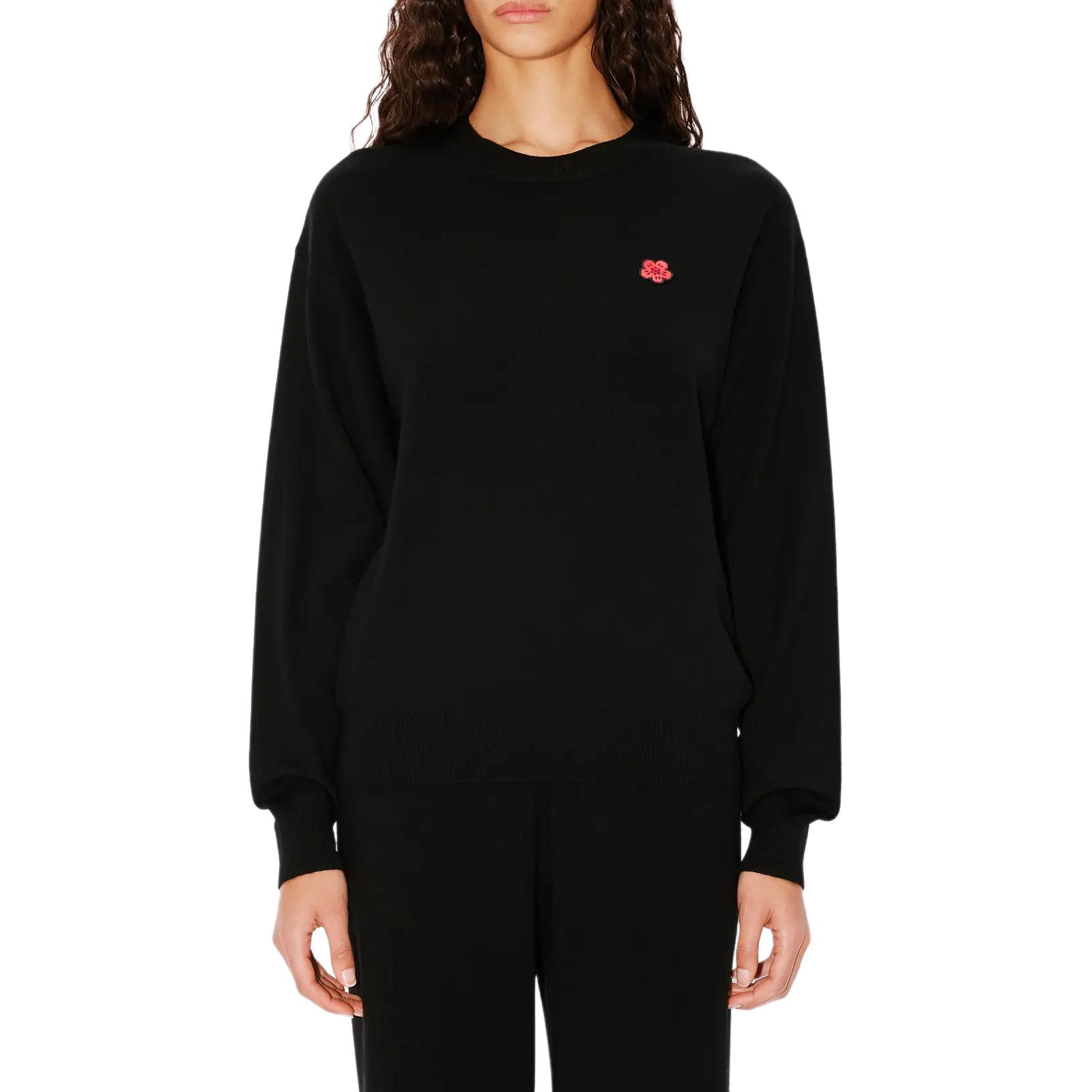 Purchase (W) KENZO SS24 Sweater Hitam Bordir Bunga Crewneck FE62PU4893LB-99J