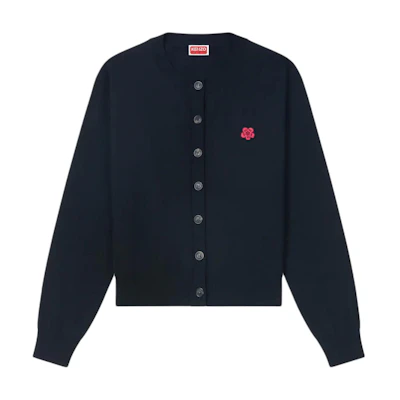 (Women) KENZO SS24 Floral Embroidered Knit Cardigan Black Long Sleeve. FE62CA4763LB-99J