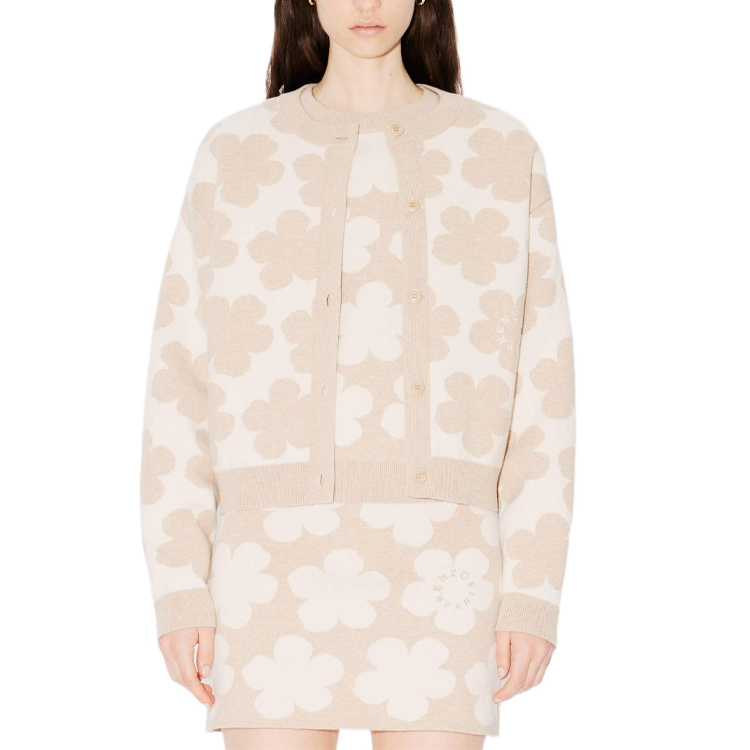Purchase (W) 겐조 SS24 플로럴 자수 니트 가디건 그레이 화이트 긴팔 FE62CA4733CN-02