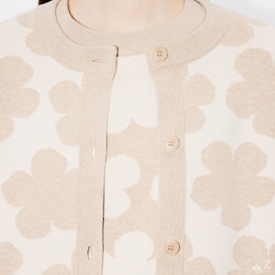 (W) 겐조 SS24 플로럴 자수 니트 가디건 그레이 화이트 긴팔 FE62CA4733CN-02 Sizing (W) 겐조 SS24 플로럴 자수 니트 가디건 그레이 화이트 긴팔 FE62CA4733CN-02