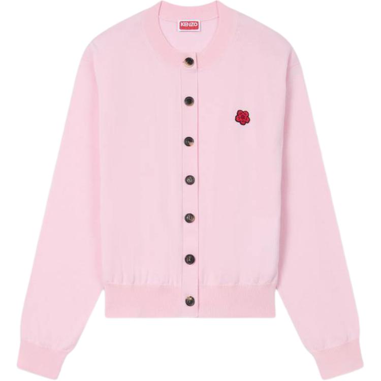 (Women) KENZO SS24  Floral Embroidered Pink Knit Cardigan Sweater FE62CA4763LB-34