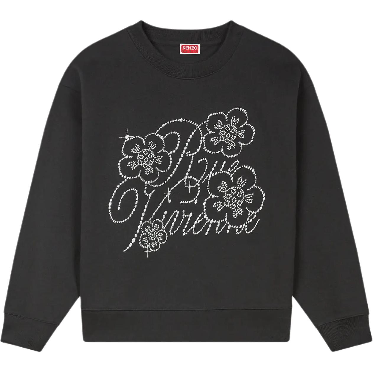 Order (Women) KENZO SS24  Floral Letter Crewneck Pullover Sweatshirt Black FE62SW1654MF-99J