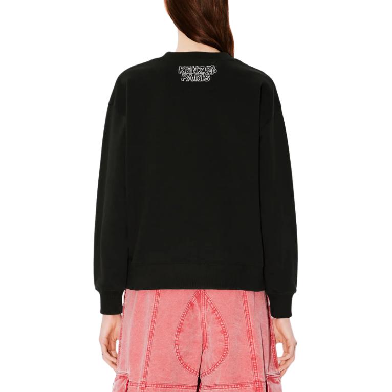 Details for (Women) KENZO SS24  Floral Letter Crewneck Pullover Sweatshirt Black FE62SW1654MF-99J