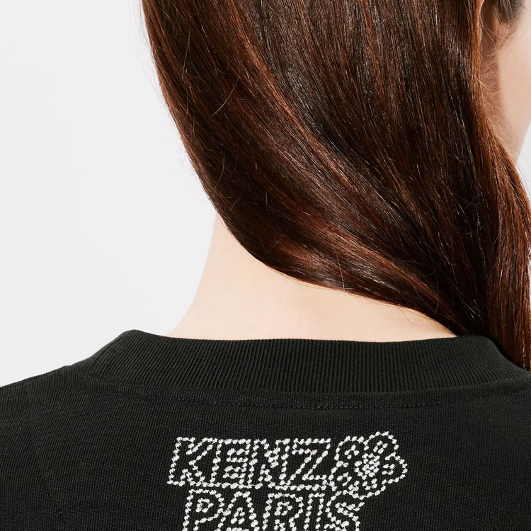 Sizing (Women) KENZO SS24  Floral Letter Crewneck Pullover Sweatshirt Black FE62SW1654MF-99J