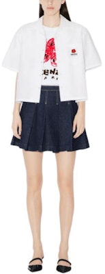 (W) KENZO SS24 Skirt Denim Biru Tua Pinggang Tinggi Lipatan FE52DJ2796B1-DM Shop (W) KENZO SS24 Skirt Denim Biru Tua Pinggang Tinggi Lipatan FE52DJ2796B1-DM