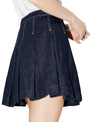 (W) KENZO SS24 Skirt Denim Biru Tua Pinggang Tinggi Lipatan FE52DJ2796B1-DM Sizing (W) KENZO SS24 Skirt Denim Biru Tua Pinggang Tinggi Lipatan FE52DJ2796B1-DM