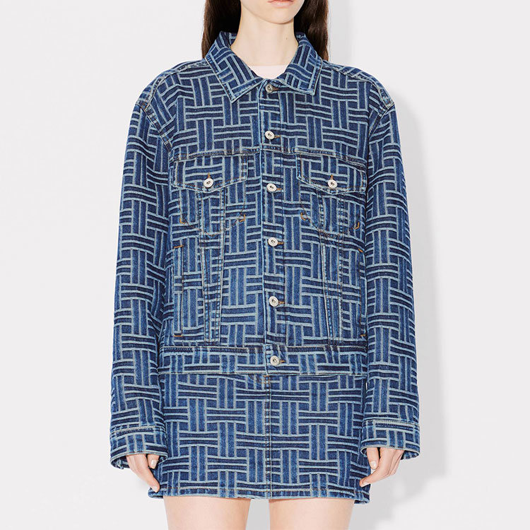 Purchase (Women) KENZO SS24  Logo Denim Jacket in Mid Stone Blue. FE62DV2486J3-DS