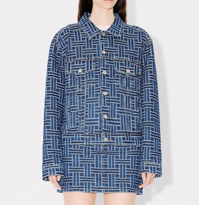 (Women) KENZO SS24 Logo Denim Jacket in Mid Stone Blue. FE62DV2486J3-DS Purchase (Women) KENZO SS24 Logo Denim Jacket in Mid Stone Blue. FE62DV2486J3-DS