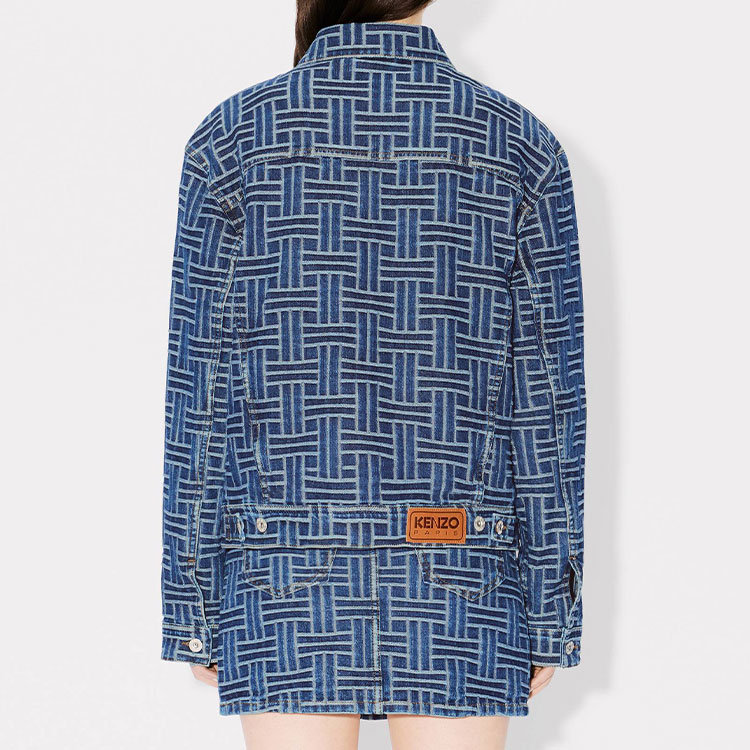Sizing (Women) KENZO SS24  Logo Denim Jacket in Mid Stone Blue. FE62DV2486J3-DS