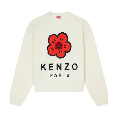 (Women) KENZO SS24 Logo Floral Crewneck Sweater Gray White. FE62PU4903LD-02