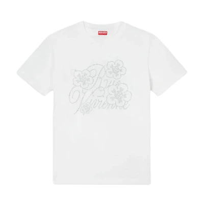 (Women) KENZO SS24 Logo Floral Embroidered Loose Fit T-Shirt White FE62TS1434SG-02