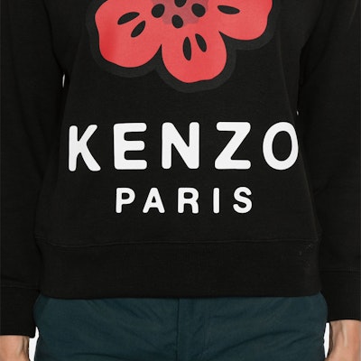(Women) KENZO SS24 Logo Floral Print Crewneck Long Sleeve Sweatshirt Black FE62SW1604MT-99J Details for (Women) KENZO SS24 Logo Floral Print Crewneck Long Sleeve Sweatshirt Black FE62SW1604MT-99J