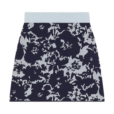 (Women) KENZO SS24 Midnight Blue Floral Camo Mini Skirt. FE52JU4513CG-77