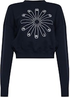 (Women) KENZO SS24 Navy Blue Pullover Sweatshirt with Embroidered Logo. FE62SW1564MI-79 (Women) KENZO SS24 Navy Blue Pullover Sweatshirt with Embroidered Logo. FE62SW1564MI-79