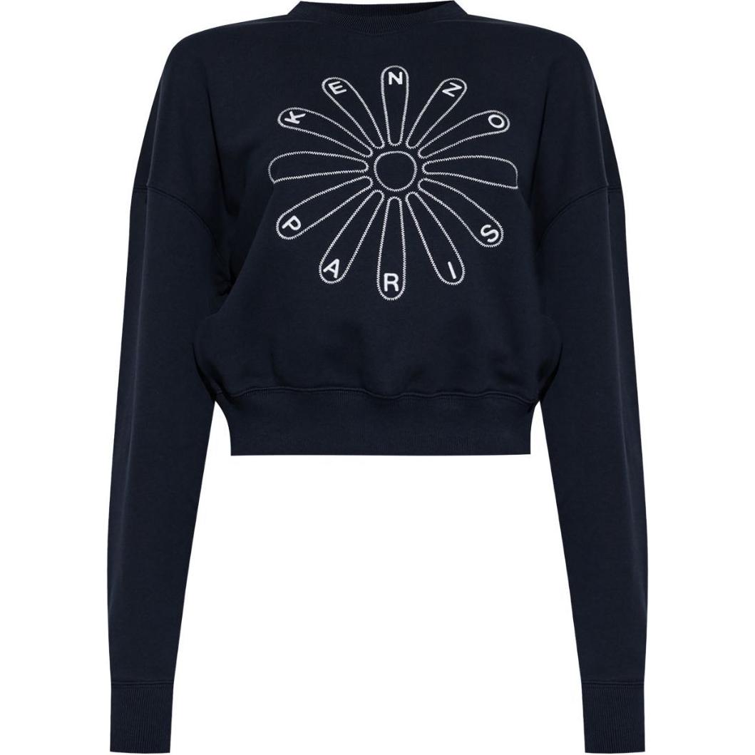 Order (Women) KENZO SS24  Navy Blue Pullover Sweatshirt with Embroidered Logo. FE62SW1564MI-79