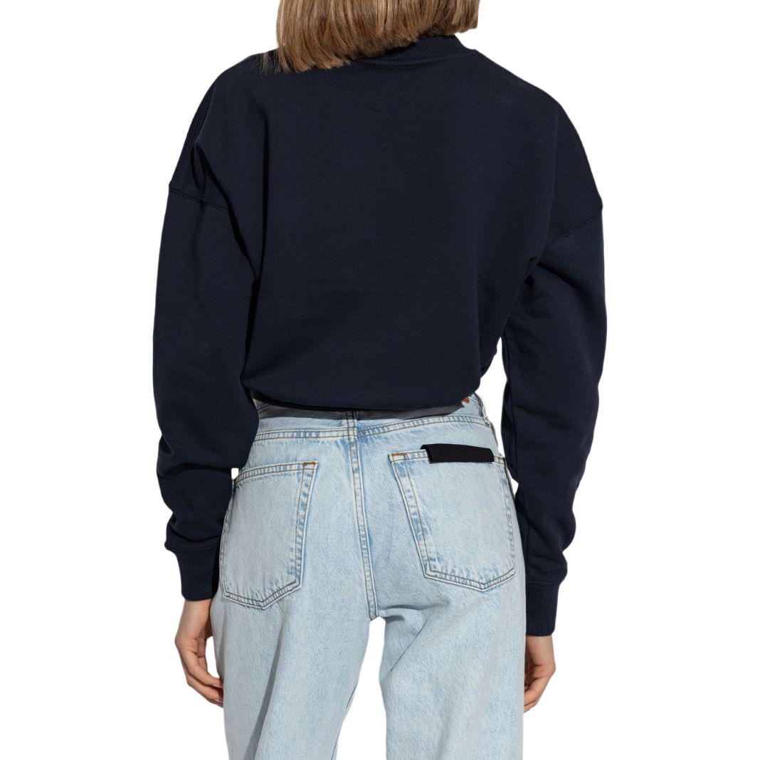 Purchase (Women) KENZO SS24  Navy Blue Pullover Sweatshirt with Embroidered Logo. FE62SW1564MI-79