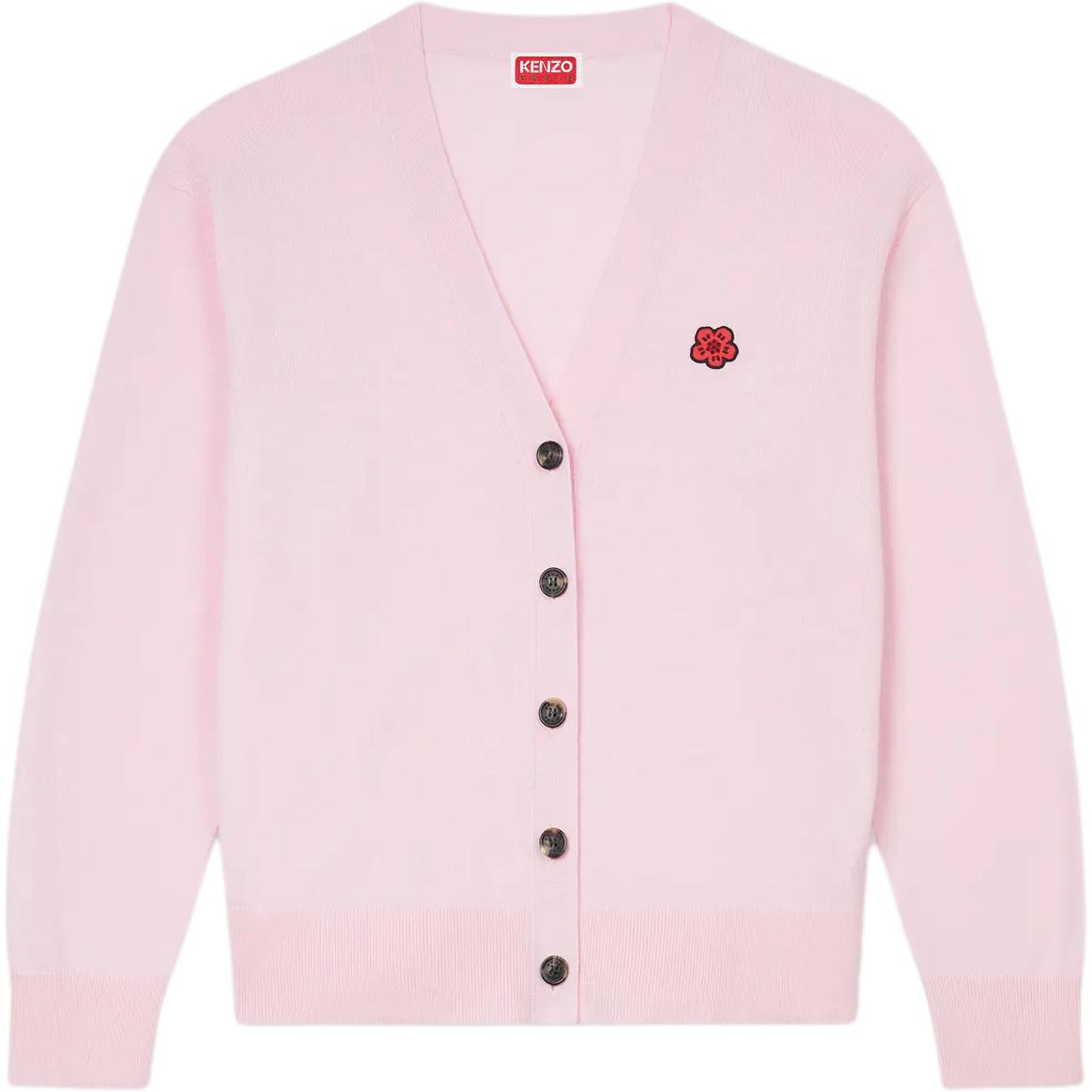 (Women) KENZO SS24  Pink Floral Embroidered Button-Up Knit Cardigan. FE62CA4753LB-34