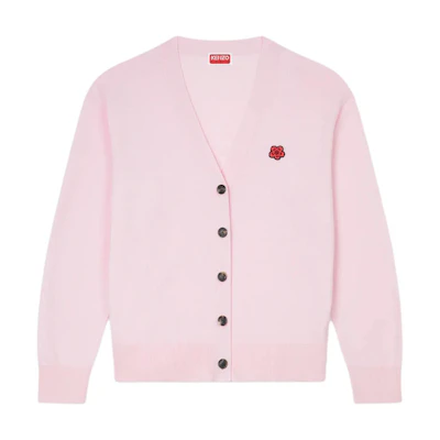 (Women) KENZO SS24 Pink Floral Embroidered Button-Up Knit Cardigan. FE62CA4753LB-34