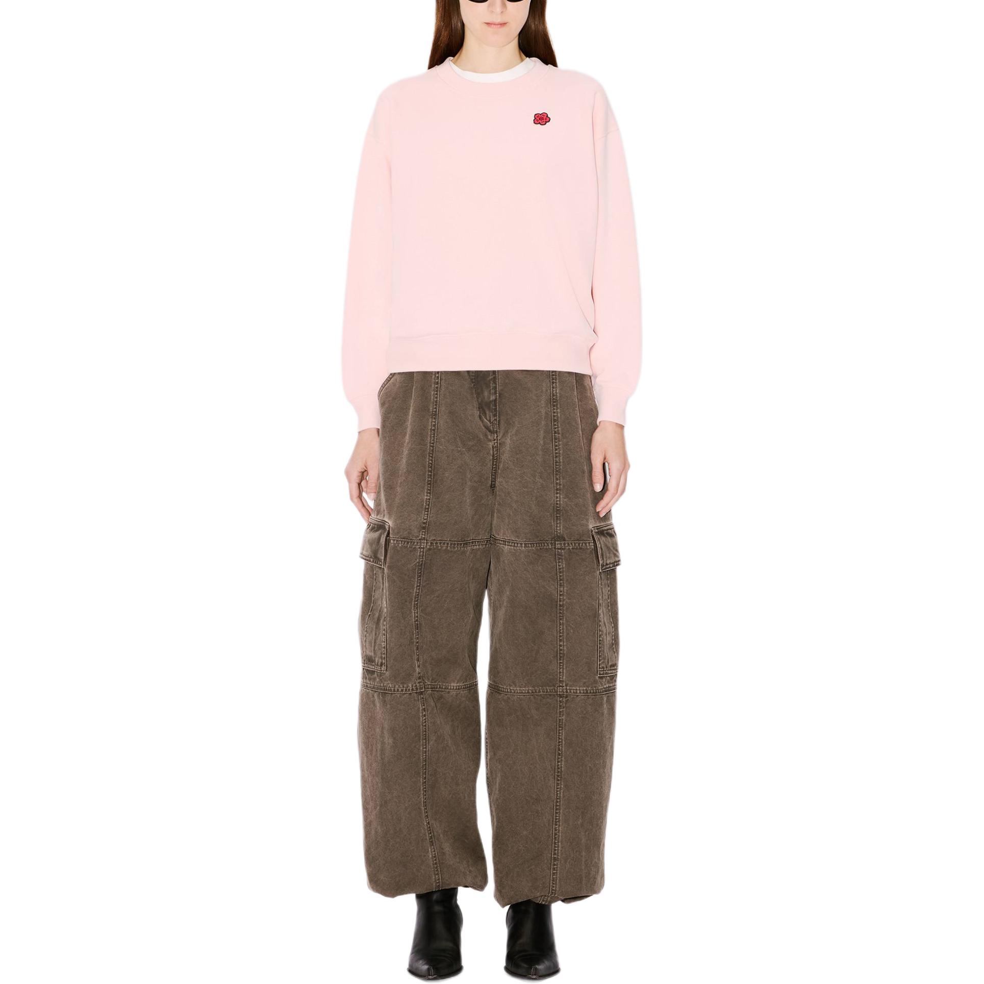 Shop (Women) KENZO SS24  Pink Sweatshirt with Floral Embroidery Lettering. FE62SW1614MF-34