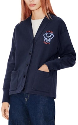 (W) KENZO SS24 Kardigan Rajutan Logo Gajah V-Leher - Edisi Tahun Naga. FE52SW1374ME-34 4