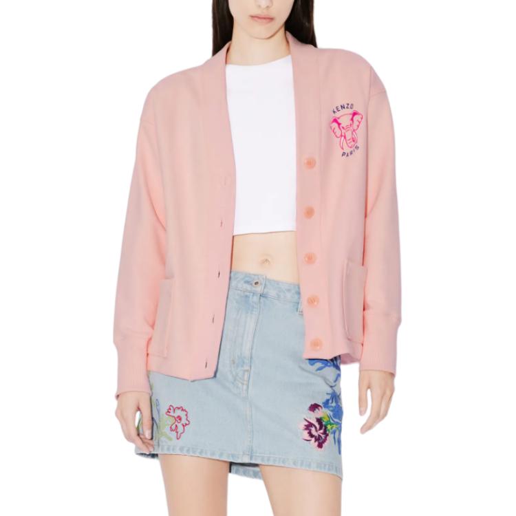 Details for (W) KENZO SS24 Kardigan Rajutan Logo Gajah V-Leher - Edisi Tahun Naga. FE52SW1374ME-34