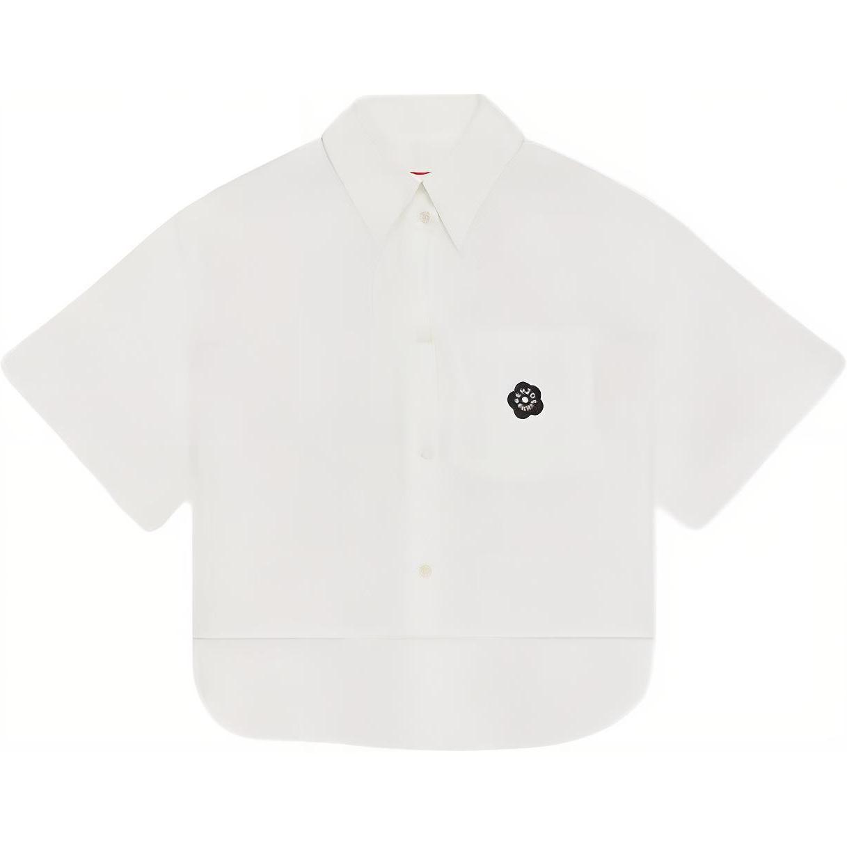 (Women) KENZO SS24  White Short-Sleeve Cropped Shirt. FE52CH2469LH-01