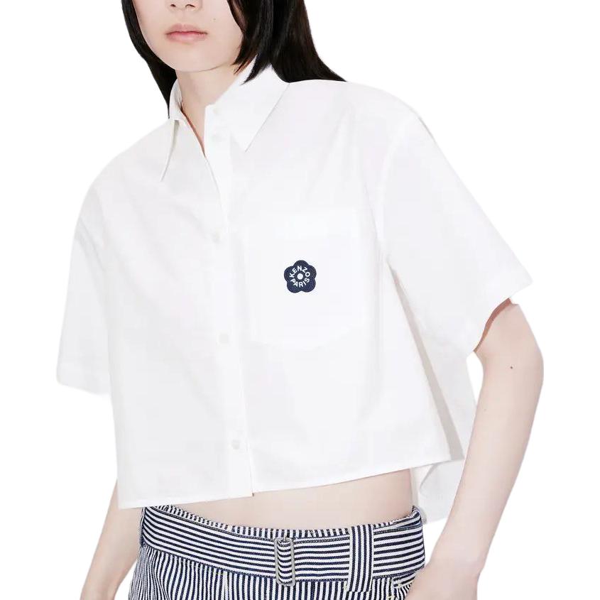 Sizing (W) KENZO SS24 白色短袖短款衬衫 FE52CH2469LH-01