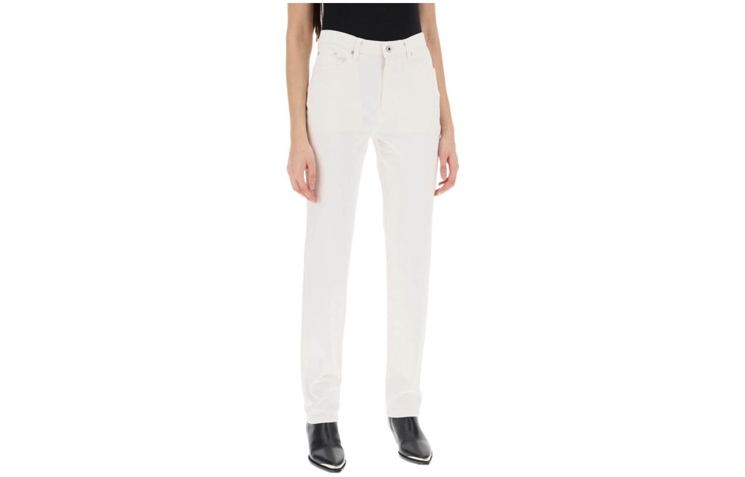 Order (Women) KENZO SS24  White Straight-Leg Jeans with Back Logo Patch. FE52DP2106W4-WT