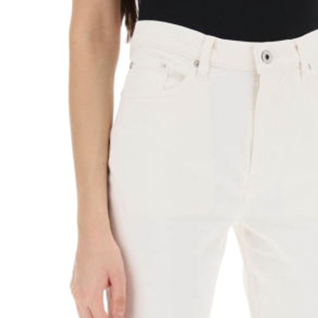 Purchase (Women) KENZO SS24  White Straight-Leg Jeans with Back Logo Patch. FE52DP2106W4-WT