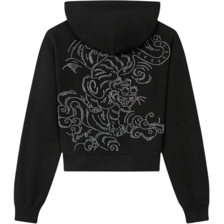 Lookbook (W) Kenzo SS24 黑色刺绣Logo短款连帽衫 FE62SW1544MF-99J